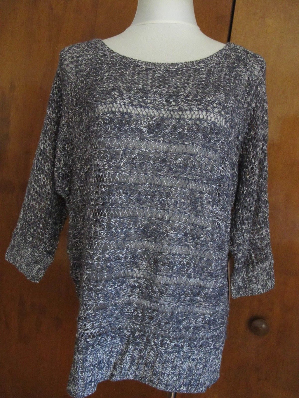 Rachel Roy 3/4 Sleeves Sweater Women's Asymmetrical Gray Detailed Size Medium 