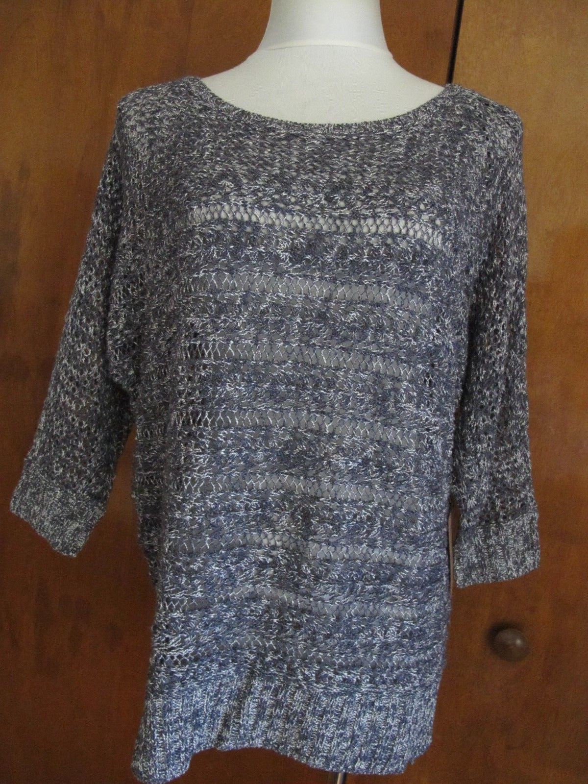 Rachel Roy 3/4 Sleeves Sweater Women's Asymmetrical Gray Detailed Size Medium 