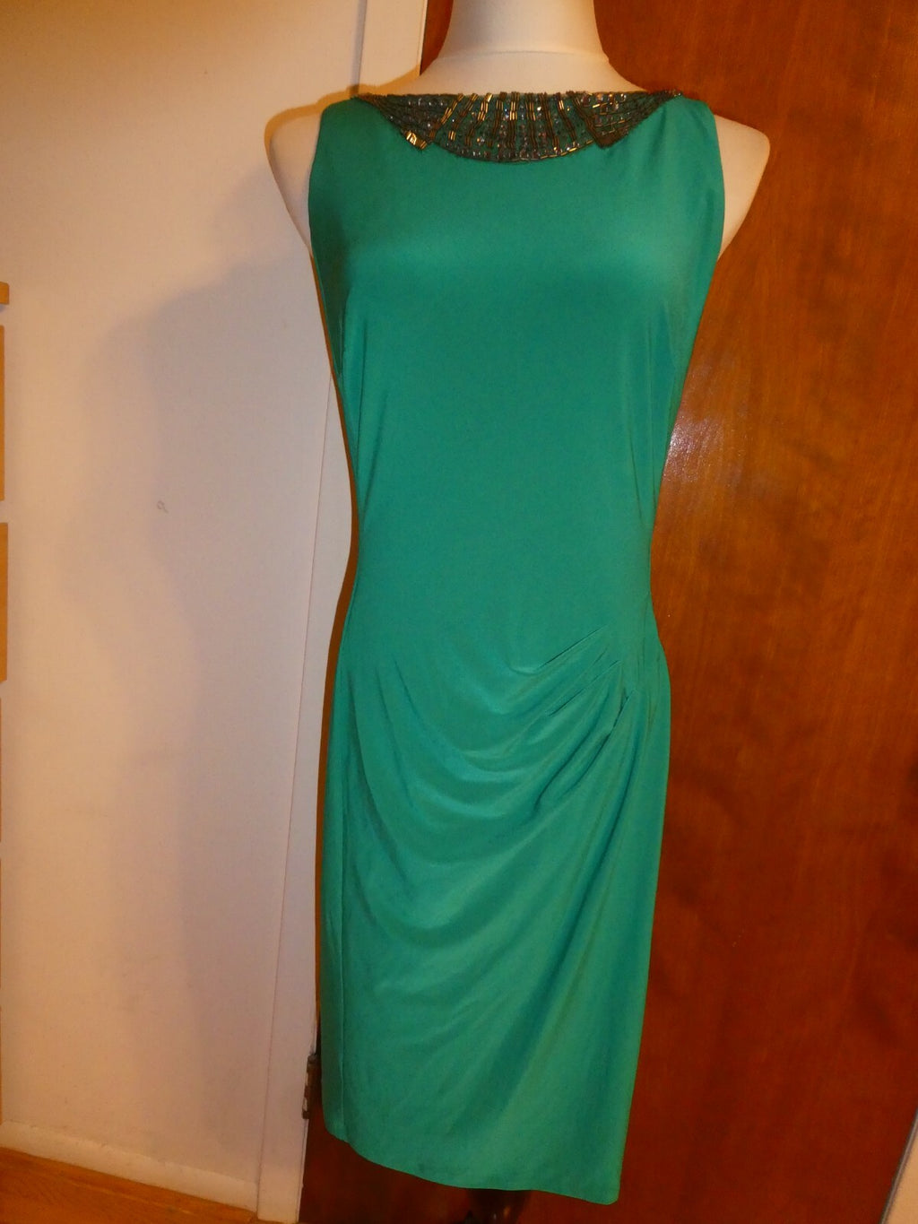 Ralph Lauren women’s emerald elegant neck Jersey evening dress New