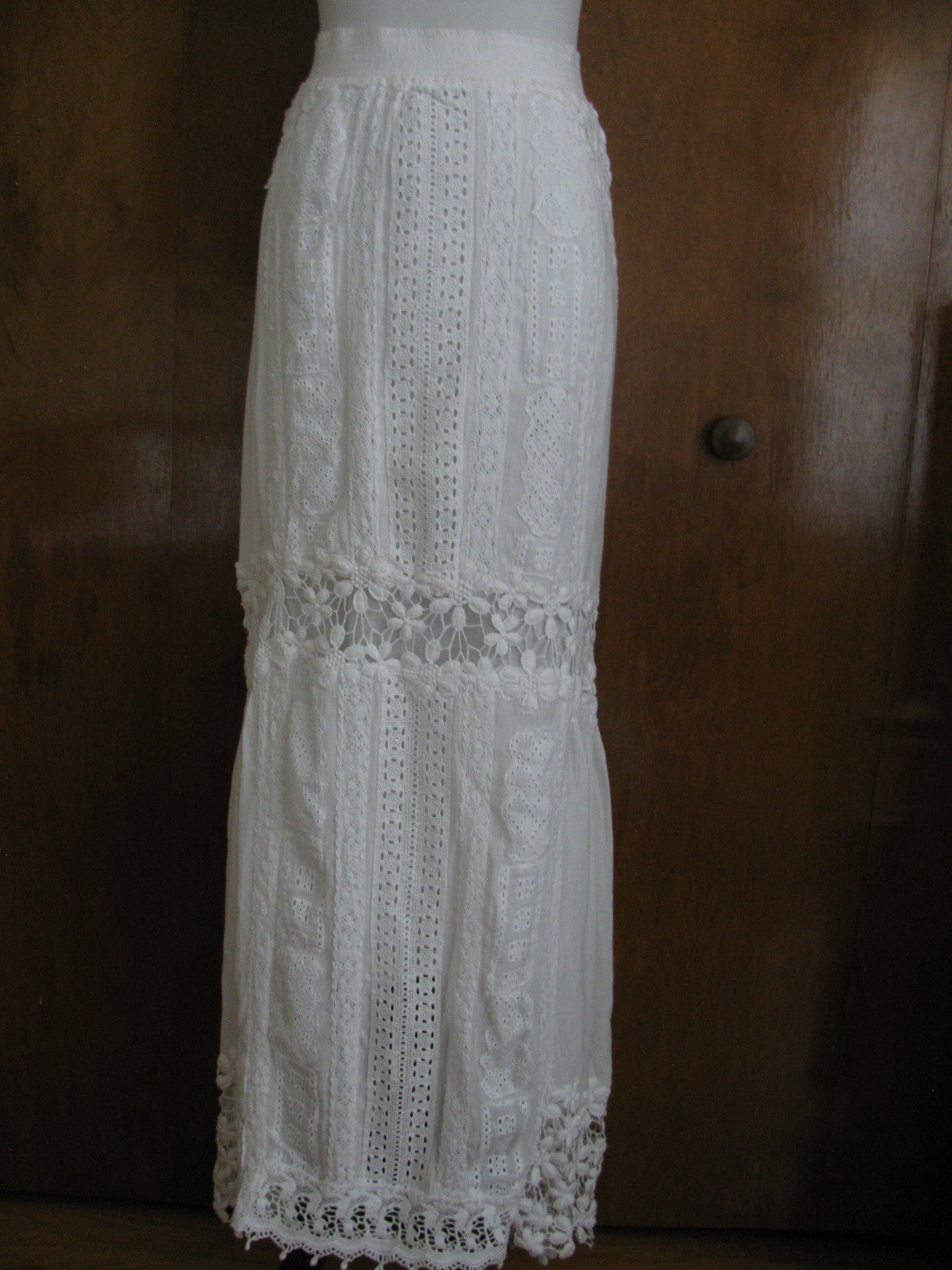 Anthropologie Baraschi Women's White Soft Viscose Lined Maxi Skirt New