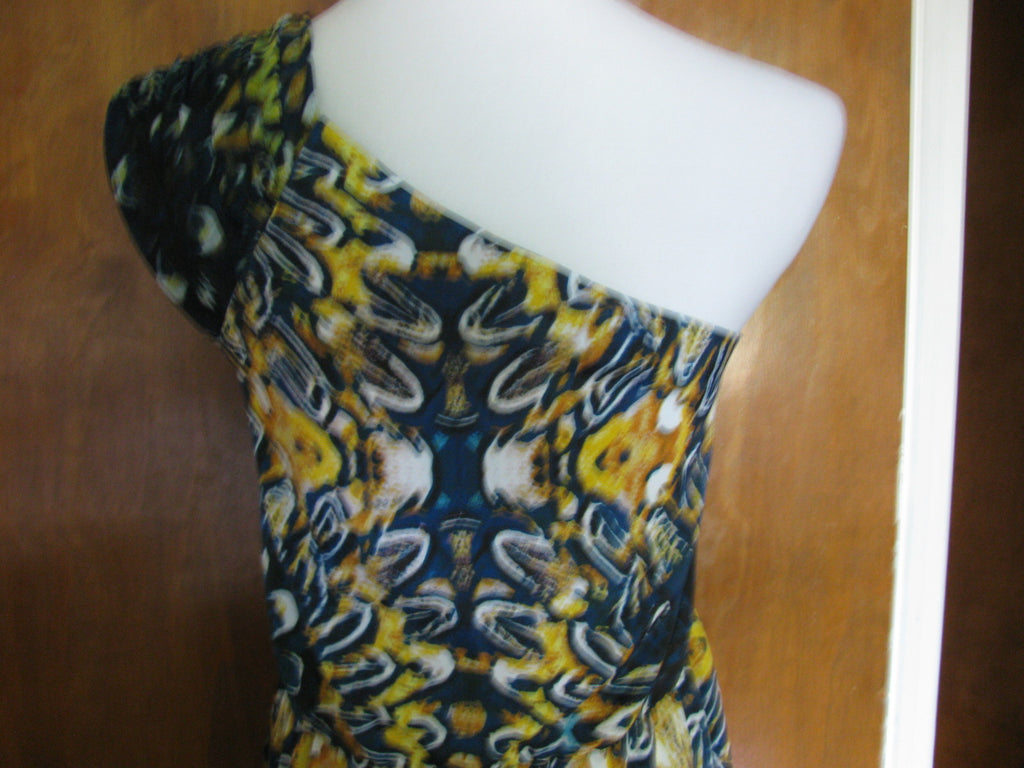 Buffalo women’s one shouldered teal combo mini dress size large NWT