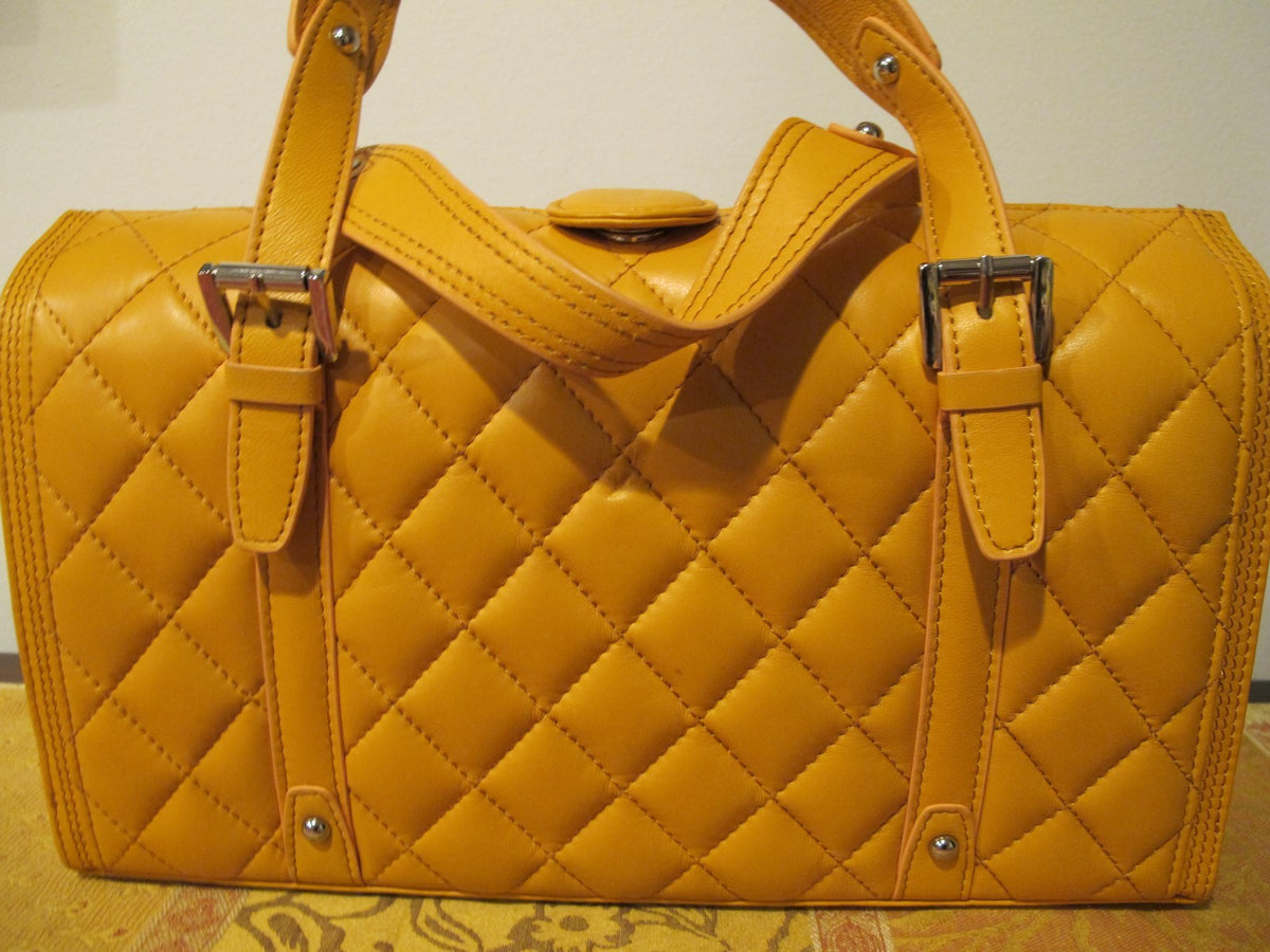 Juliana Collezione women's quilted leather mustard bag 