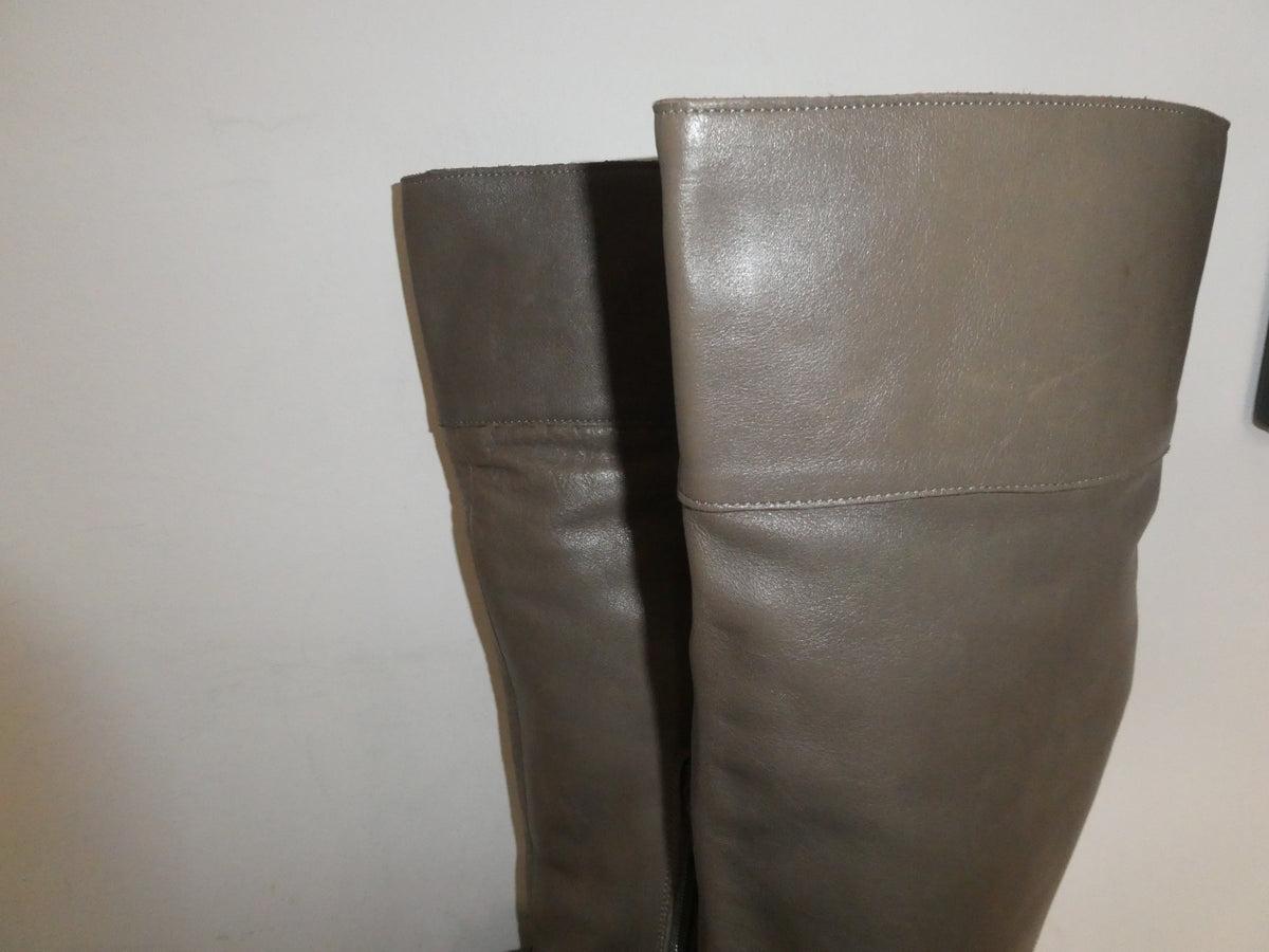 Lucky Penny Tall Fringe Boots Women’s 7.5B Gray Taupe Leather Knee High Boho