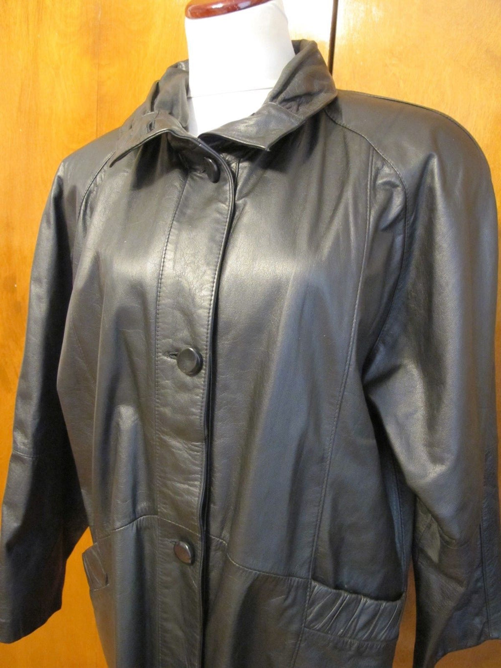 Pelle New York Milano Women's Black Real Genuine Leather Jacket Coat Medium 