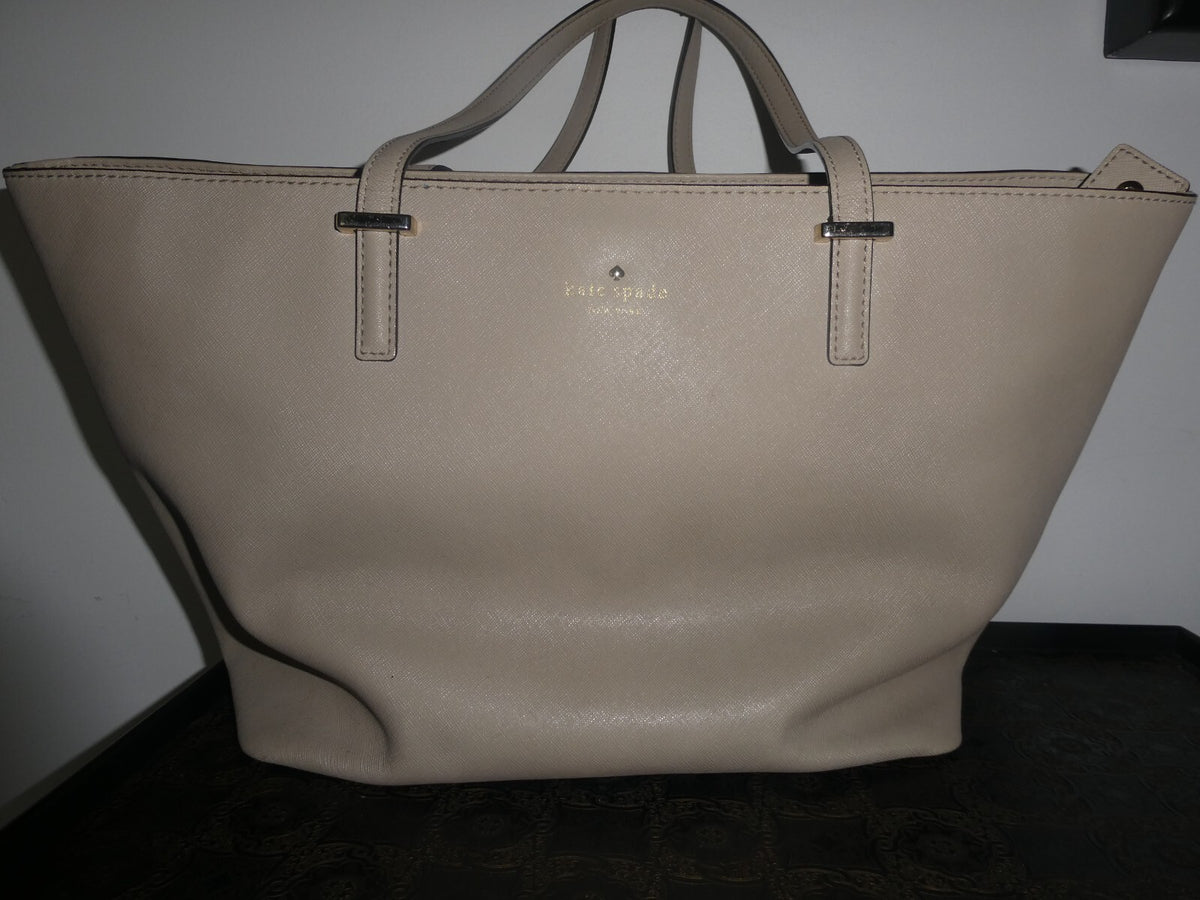 Kate Spade Women’s Cow Leather Shoulder Bag Purse Handbag Gray Large