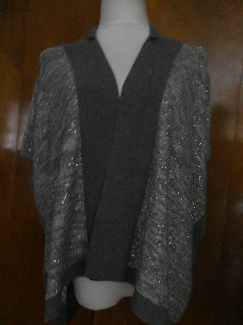 Ann Taylor Loft women's gray cotton/viscose stylish open front cardigan Small