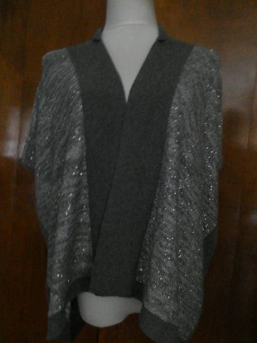 Ann Taylor Loft women's gray cotton/viscose stylish open front cardigan Small