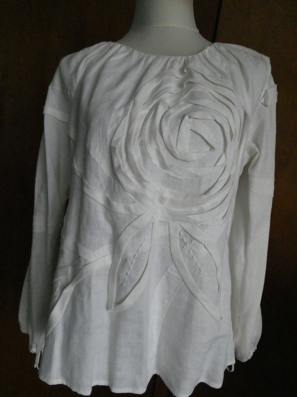Joseph A. women's 100% linen white stylish detailed tunic top size 8