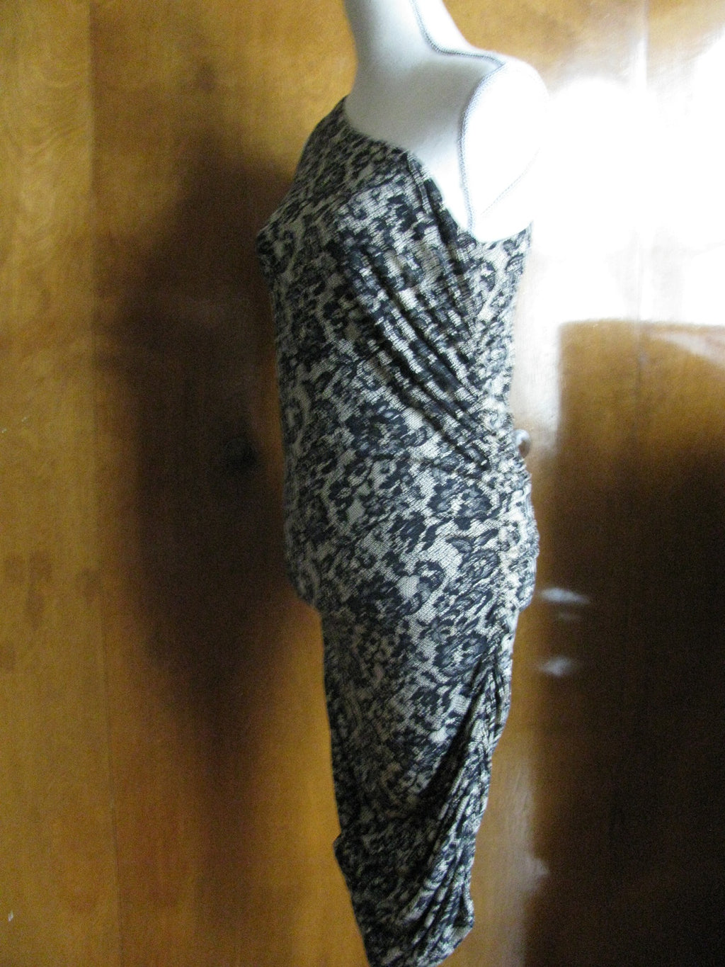 Michael Kors Women's Golden Black Rayon Gathered Evening  Dress Size Large NWT