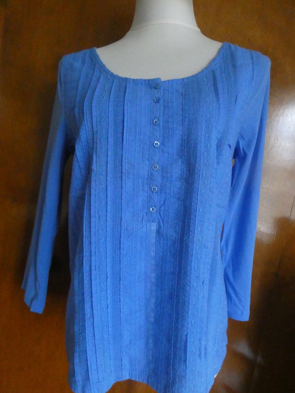 J.CREW  women's blue crewneck soft cotton 3/4 sleeves top Large