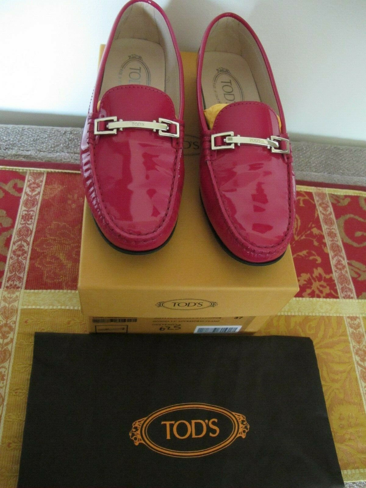 Tod’s women’s authentic gomma pink moccasin shoes 37 made in Italy 