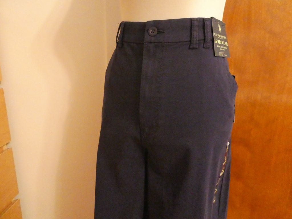U.S. Polo Assn. Women's Wide Leg Chino Pants Navy High Rise Size 16R (fit 14R)