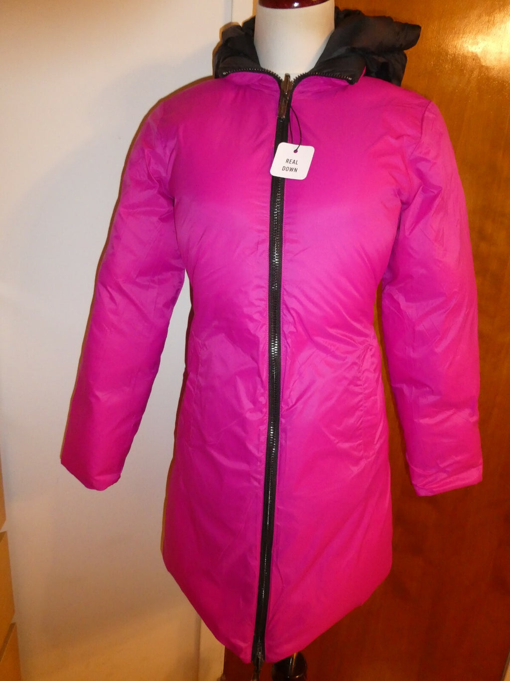 Armani Exchange Women's Black/Orange Reversible Winter Padded Jacket Coat XS