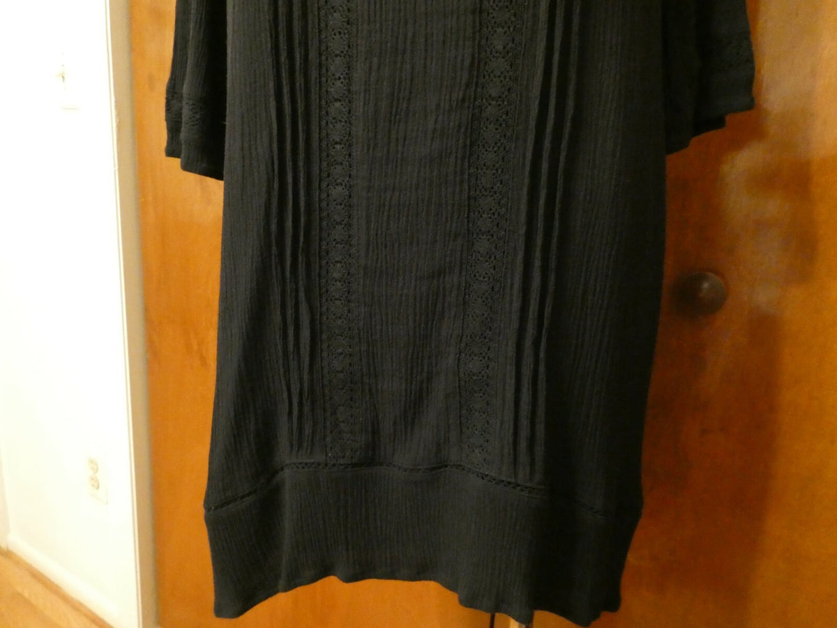 Sanctuary women’s black 3/4 sleeves detailed lined rayon dress Small