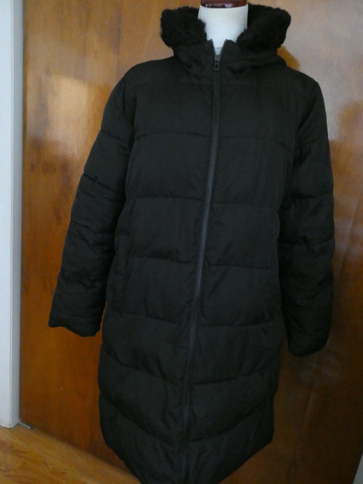 Gap Women's Black Long Winter Coat Hooded XLarge