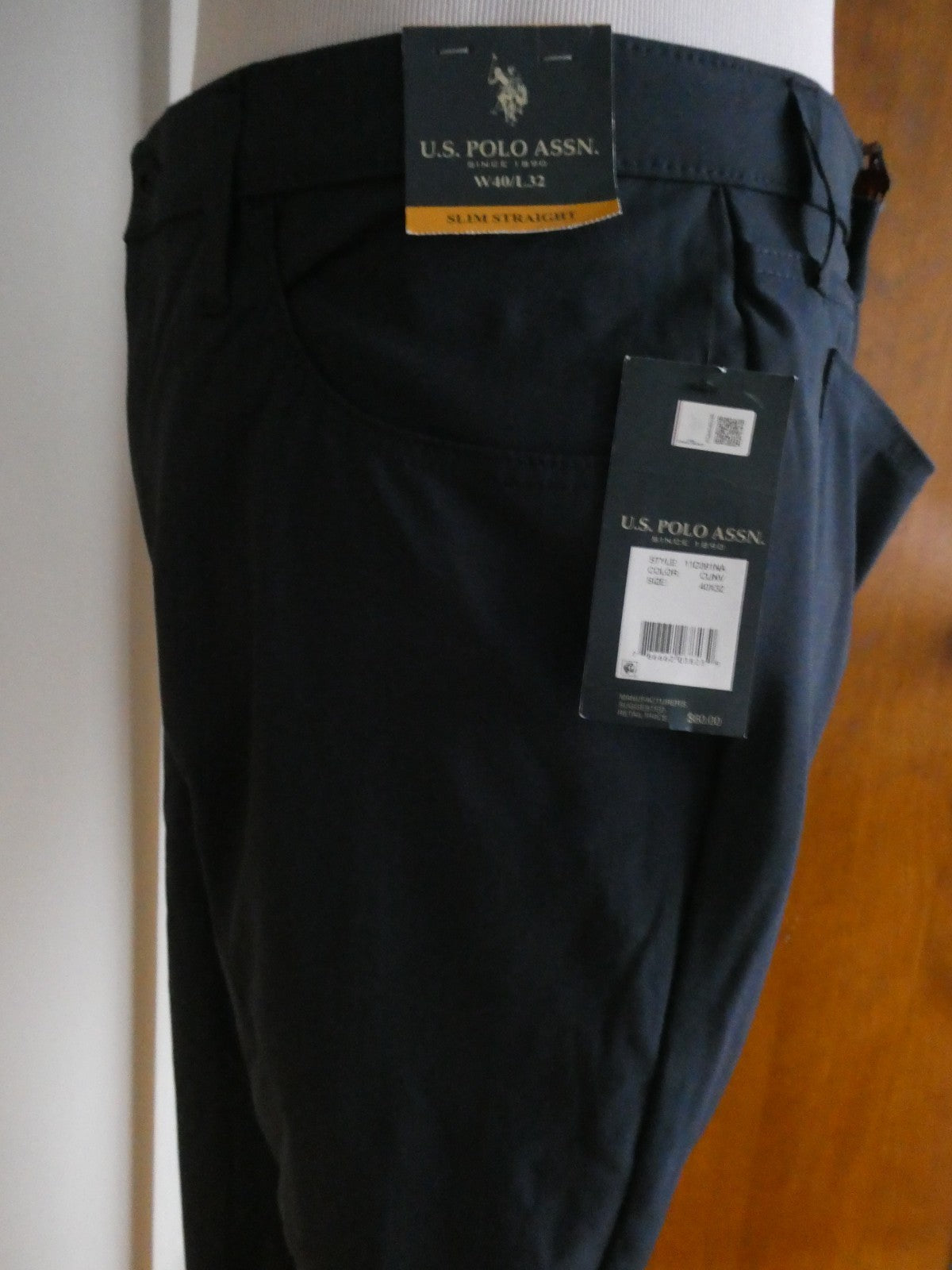 U.S. Polo Assn Men Slim Straight Active Stretch Pants 40x32 Navy CUNV 11D391NA