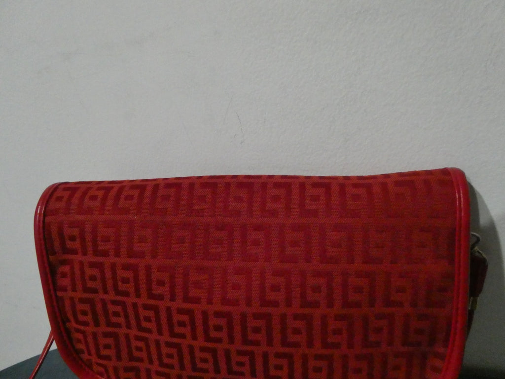 Vintage Red Italian Crossbody Shoulder Bag Geometric Pattern Small Made in Italy