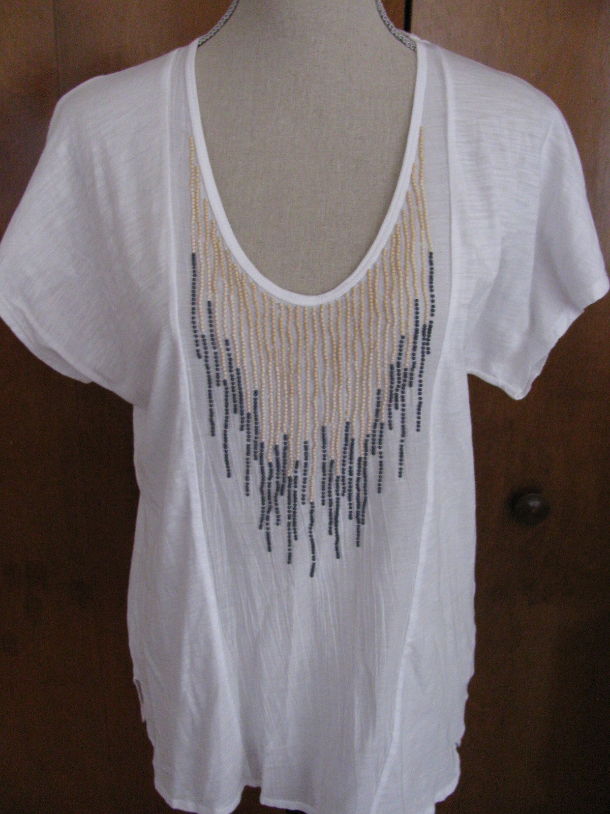 Calvin Klein Jeans women's with cotton beads decorated  tunic top Large
