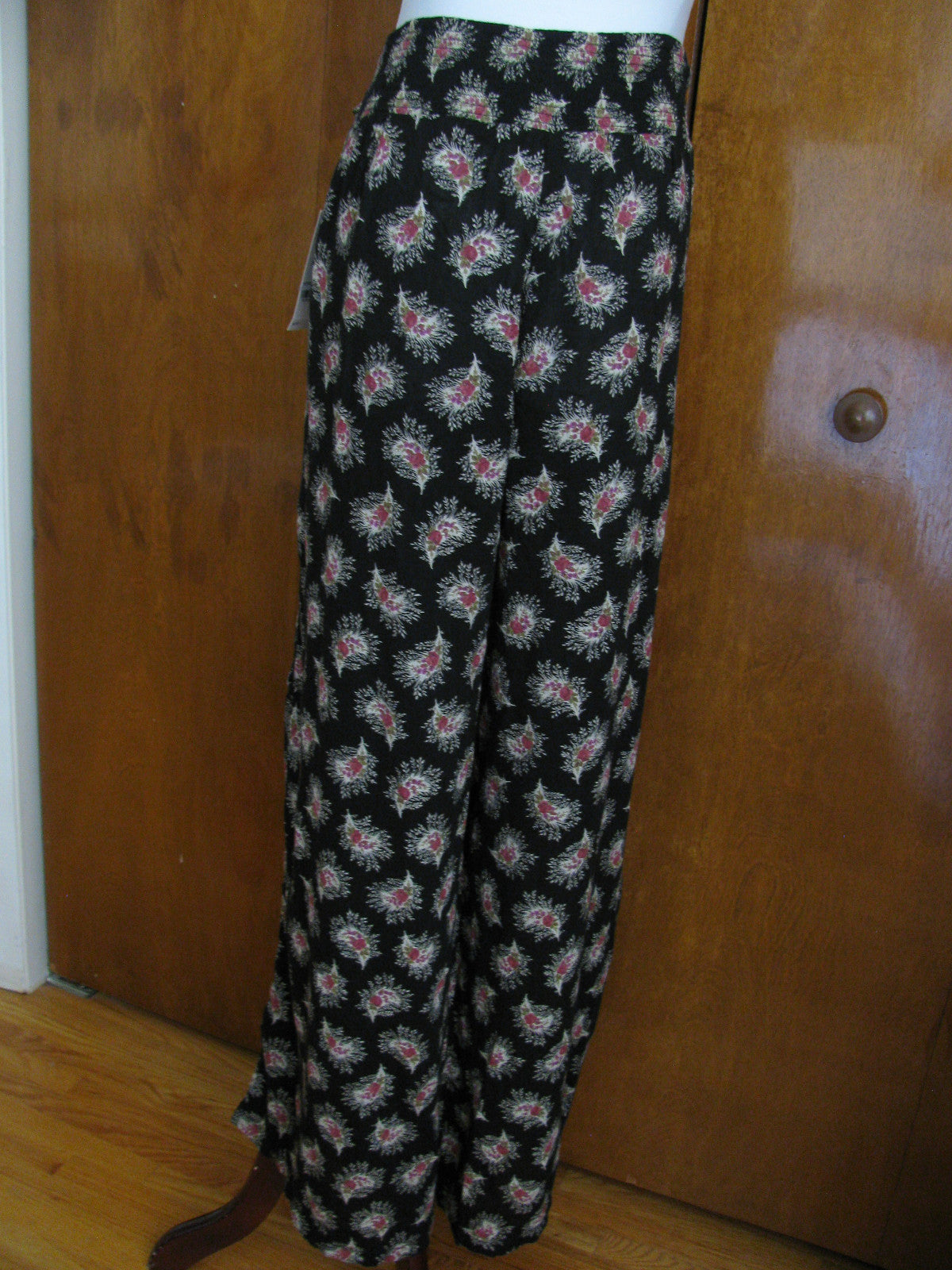 Denim & Supply Women’s Black Floral Cotton Wide Leg Pants 