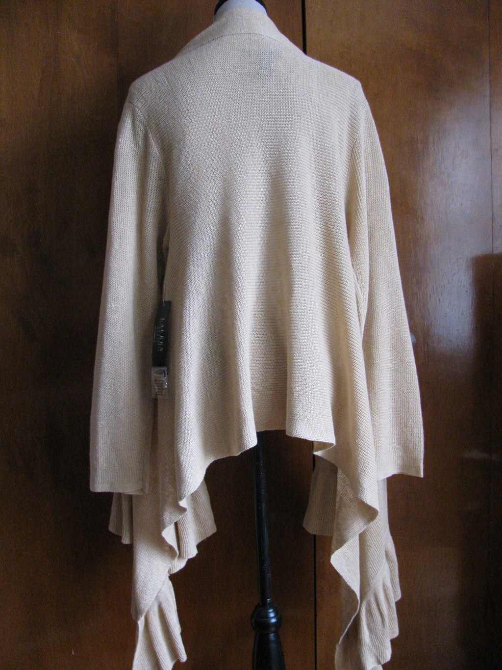 Ralph Lauren women's ivory linen kensing ruffled cardigan One Size NWT