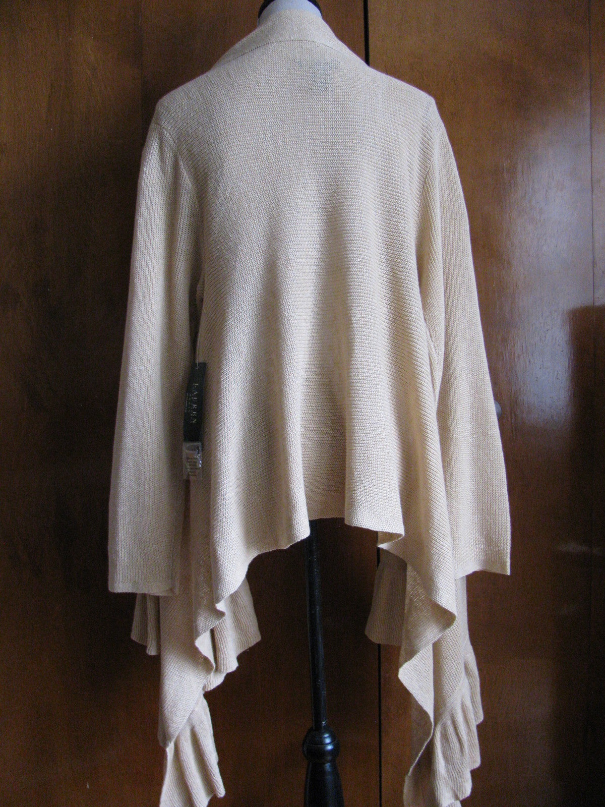 Ralph Lauren women's ivory linen kensing ruffled cardigan One Size NWT