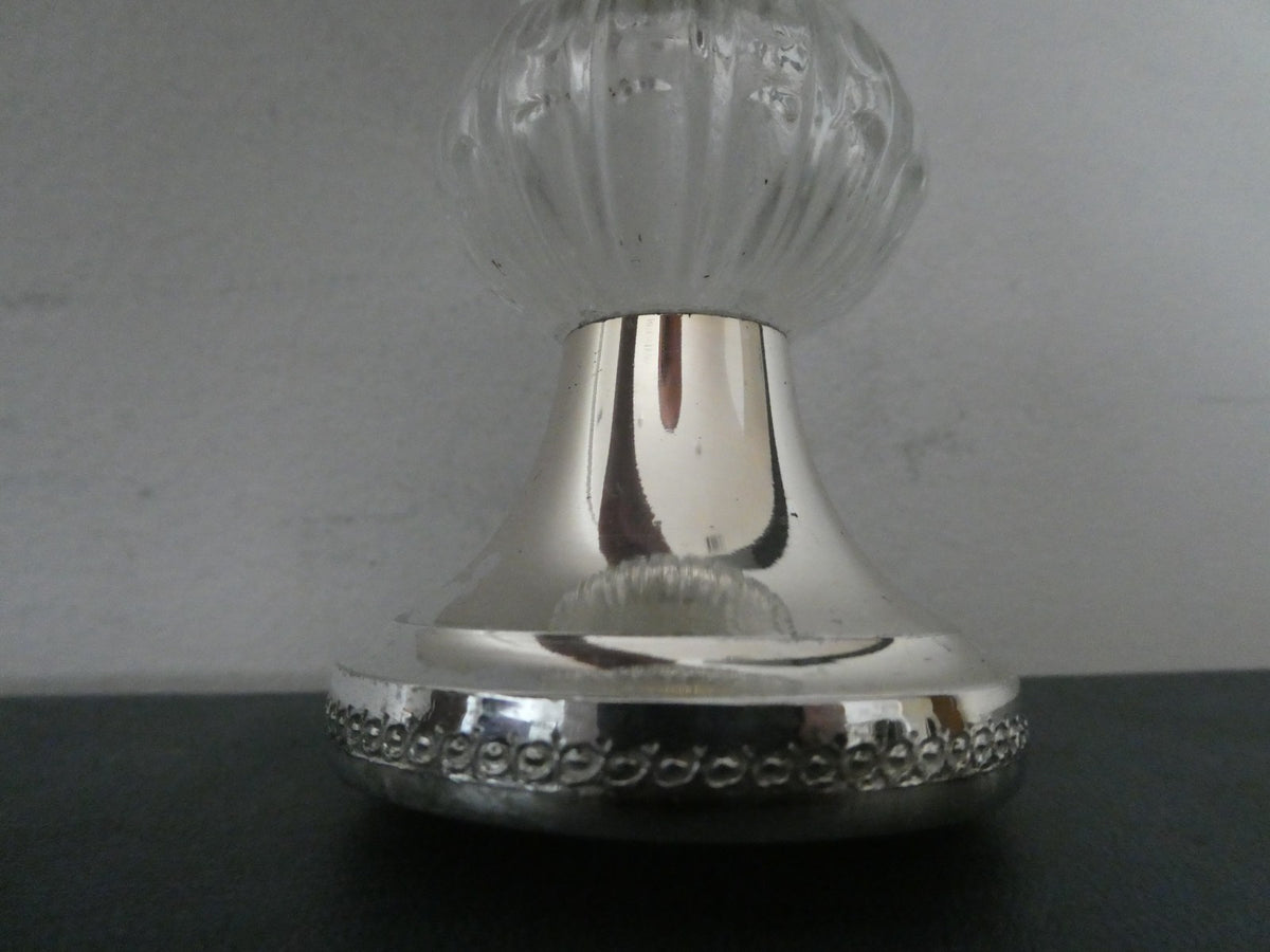 Vintage Made in Italy Glass Silver Tone Candlestick Candle Holder MCM 8"