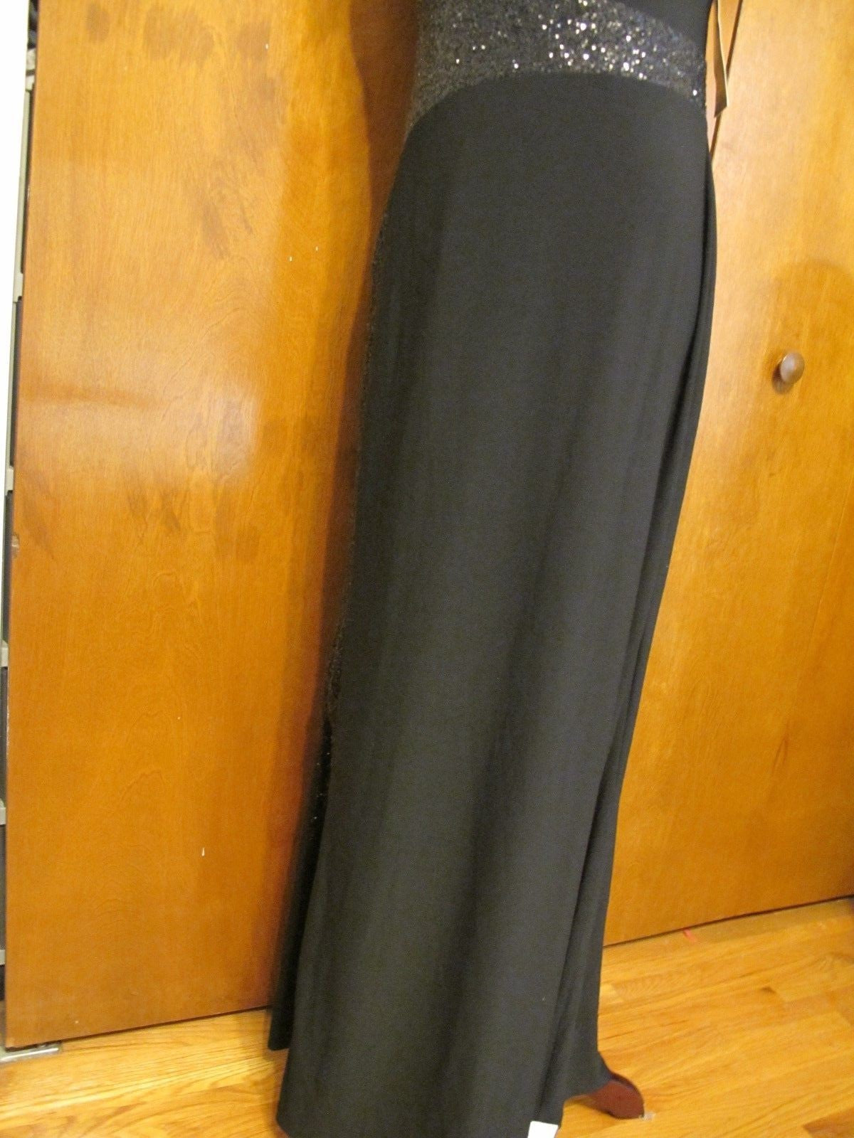 Ralph Lauren women's black shine maxi evening detailed A-line dress size 10 new
