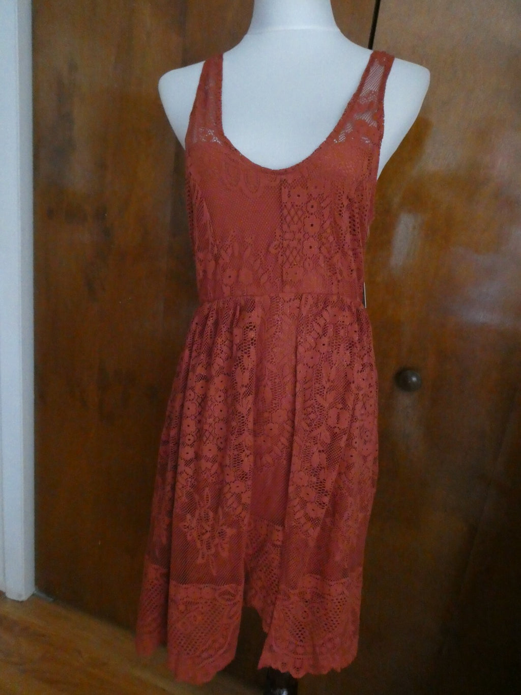 Free People women’s terracotta stylish lace crafted lined evening dress 12