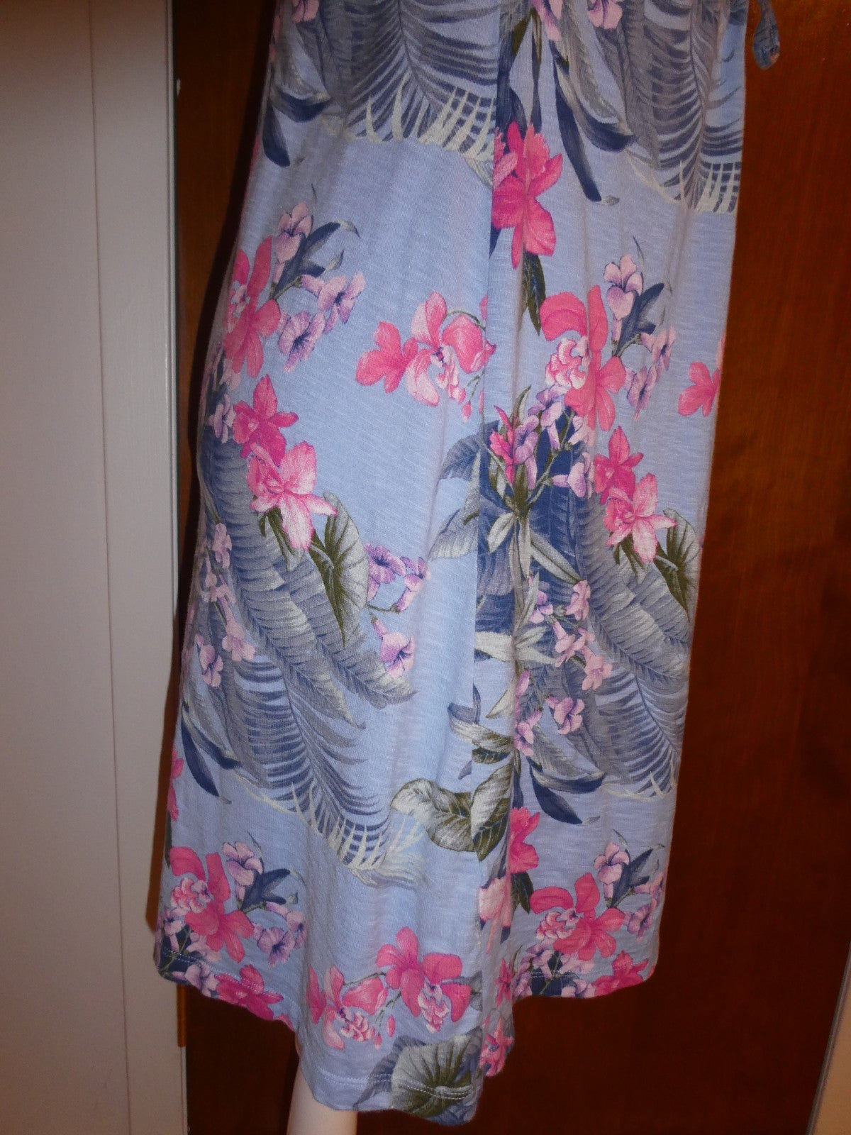 Tommy Bahama Women's Petite S/P Floral Tropical Summer Dress Cotton Modal Blue 
