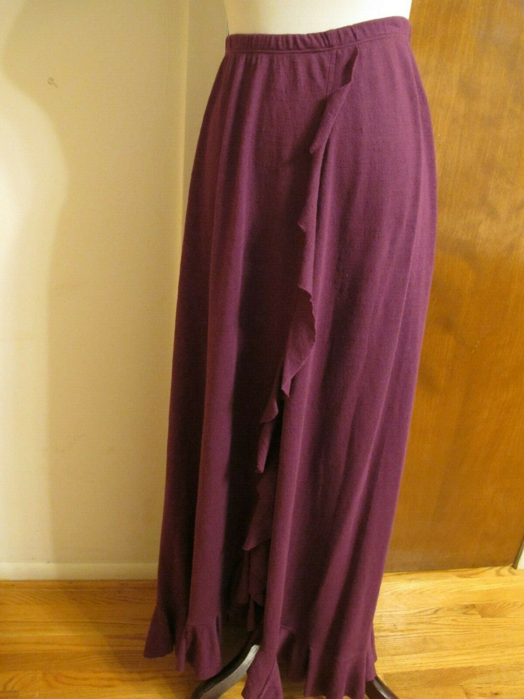 Free People Women's Plum Berry Detailed Long Soft Cotton Polyester  Skirt Small 