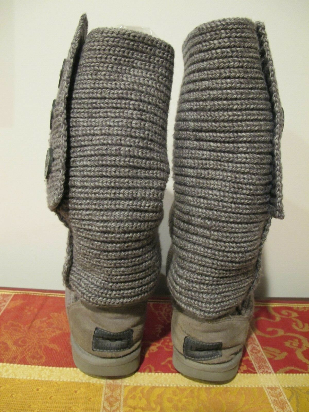 UGG women's gray fabric woven tall winter boots pre owned size 7
