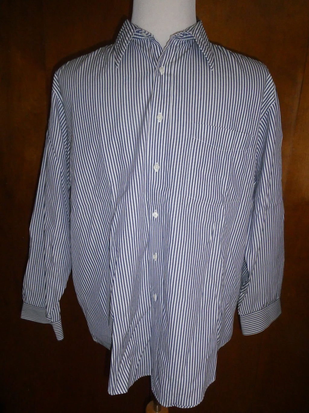 J. Crew Blue Striped Men's Long Sleeve Button-up Cotton Shirt Size 17-34