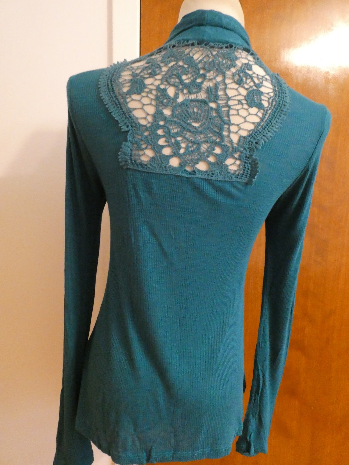 Julia's Closet Women's Teal Green Open Front Detailed Cardigan Medium
