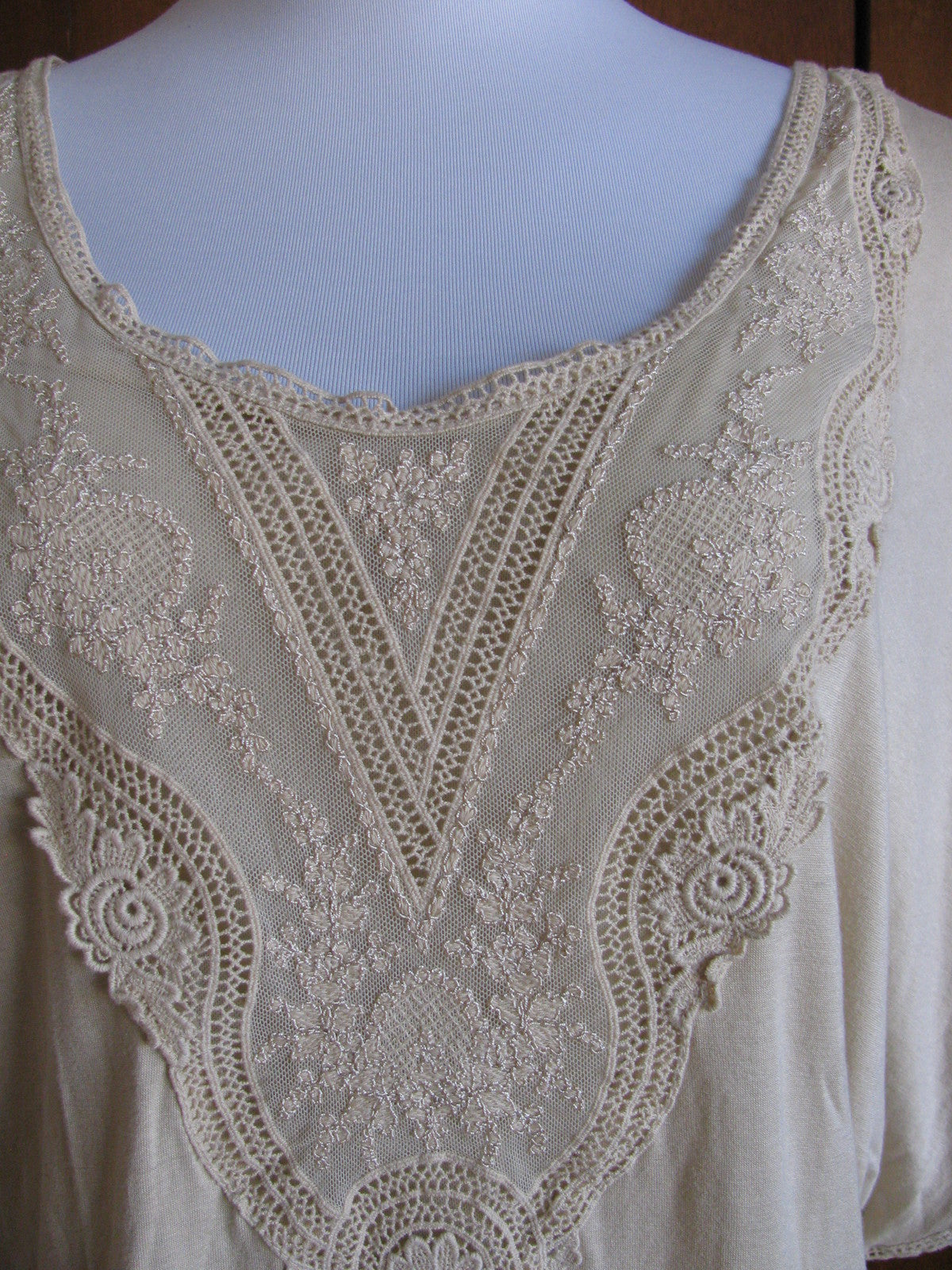 Denim & Supply Ralph Lauren women’s viscose beige detailed trimmed top Large 