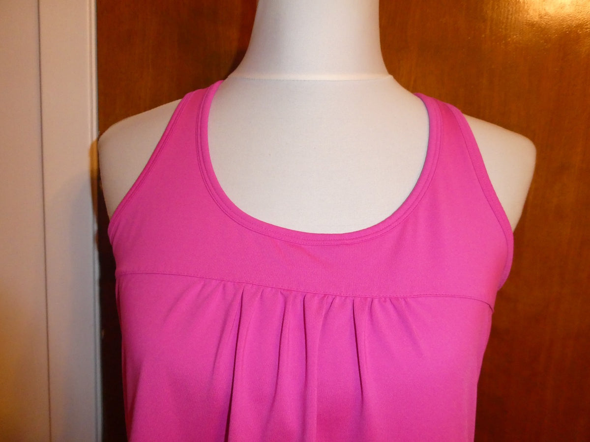 Athleta Women’s Pink Tank Top Large Sleeveless Racerback Ruffle Hem Stretch