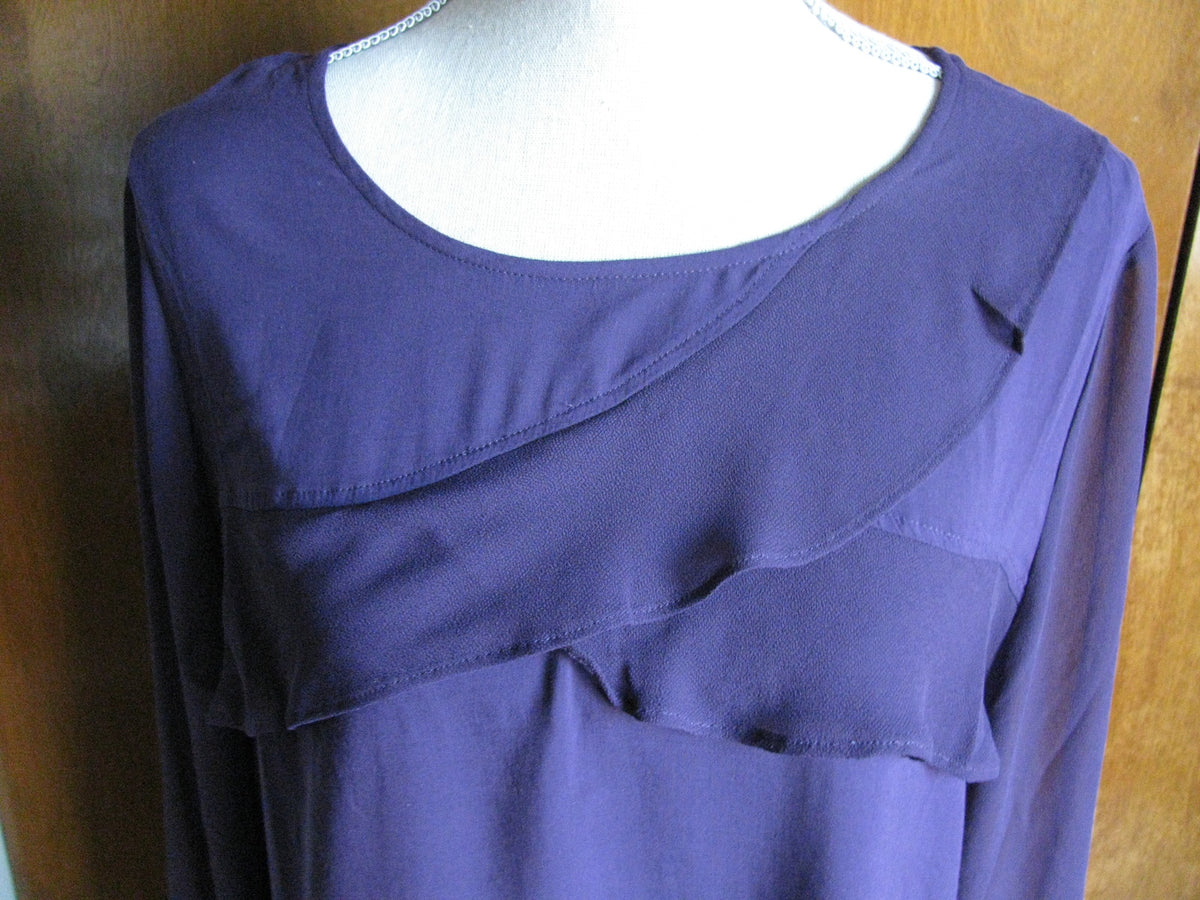 Gap Women's Dark Purple Lightweight Ruffle Detailed  Blouse XS