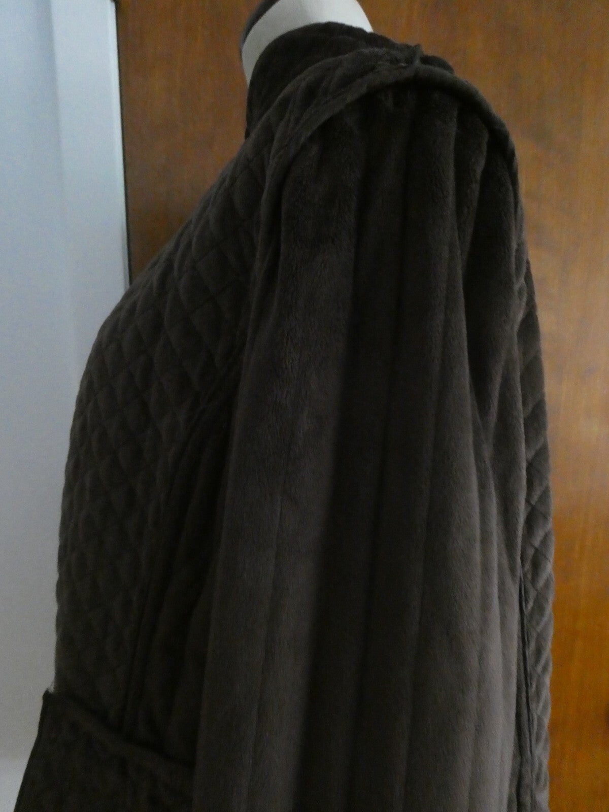Larry Levin Women's Brown Quilted Coat Jacket Faux Fur Lining XLarge