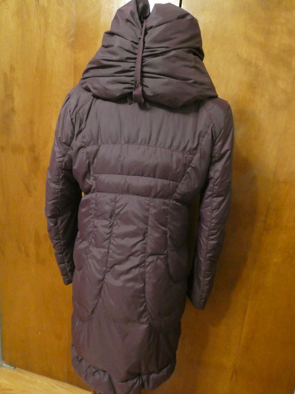 Tahari Women's Burgundy Down Puffer Winter Detailed Coat Jacket Small