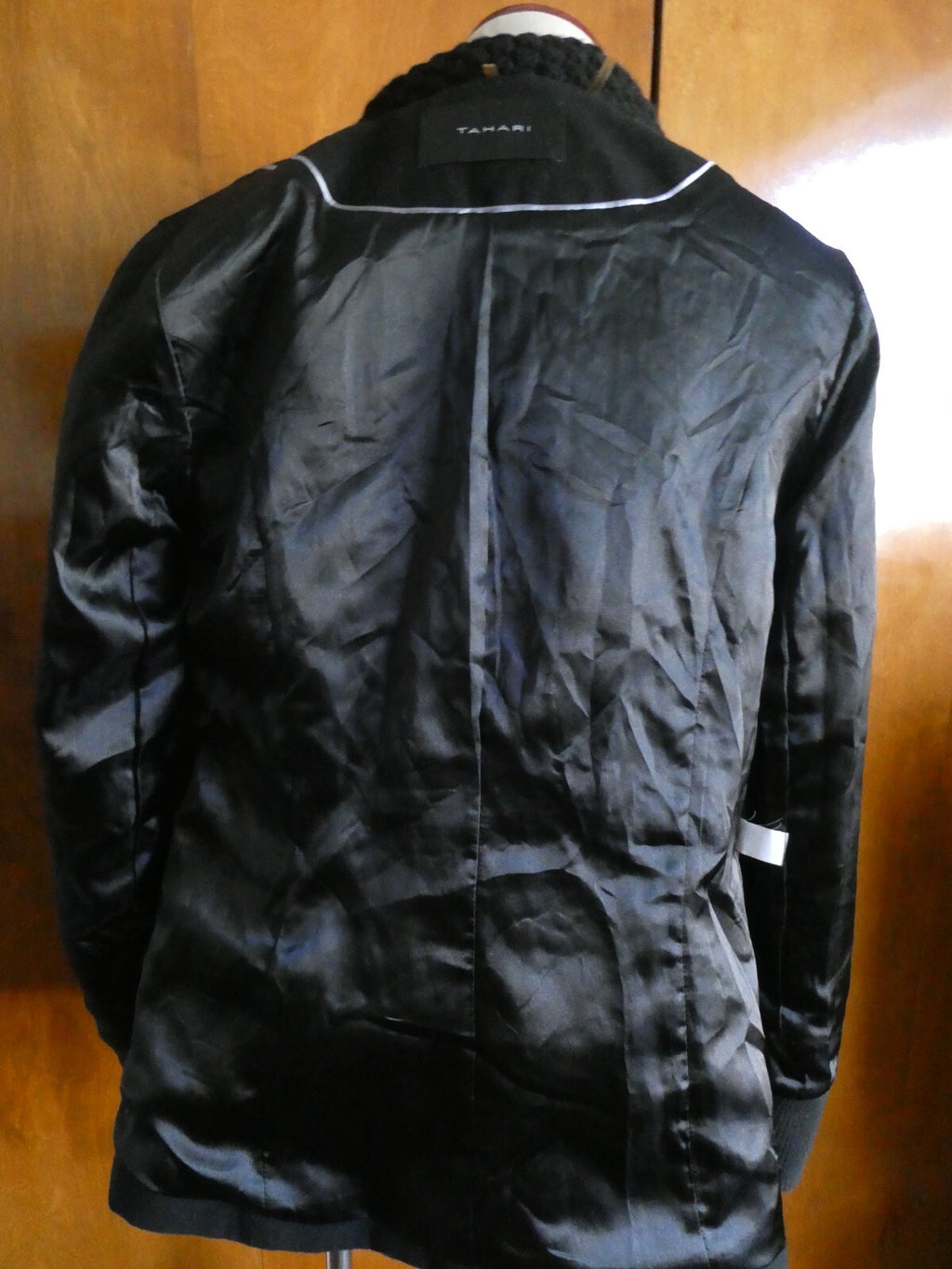 Tahari Women's Black Lined Detailed Pea Coat Jacket Size 4