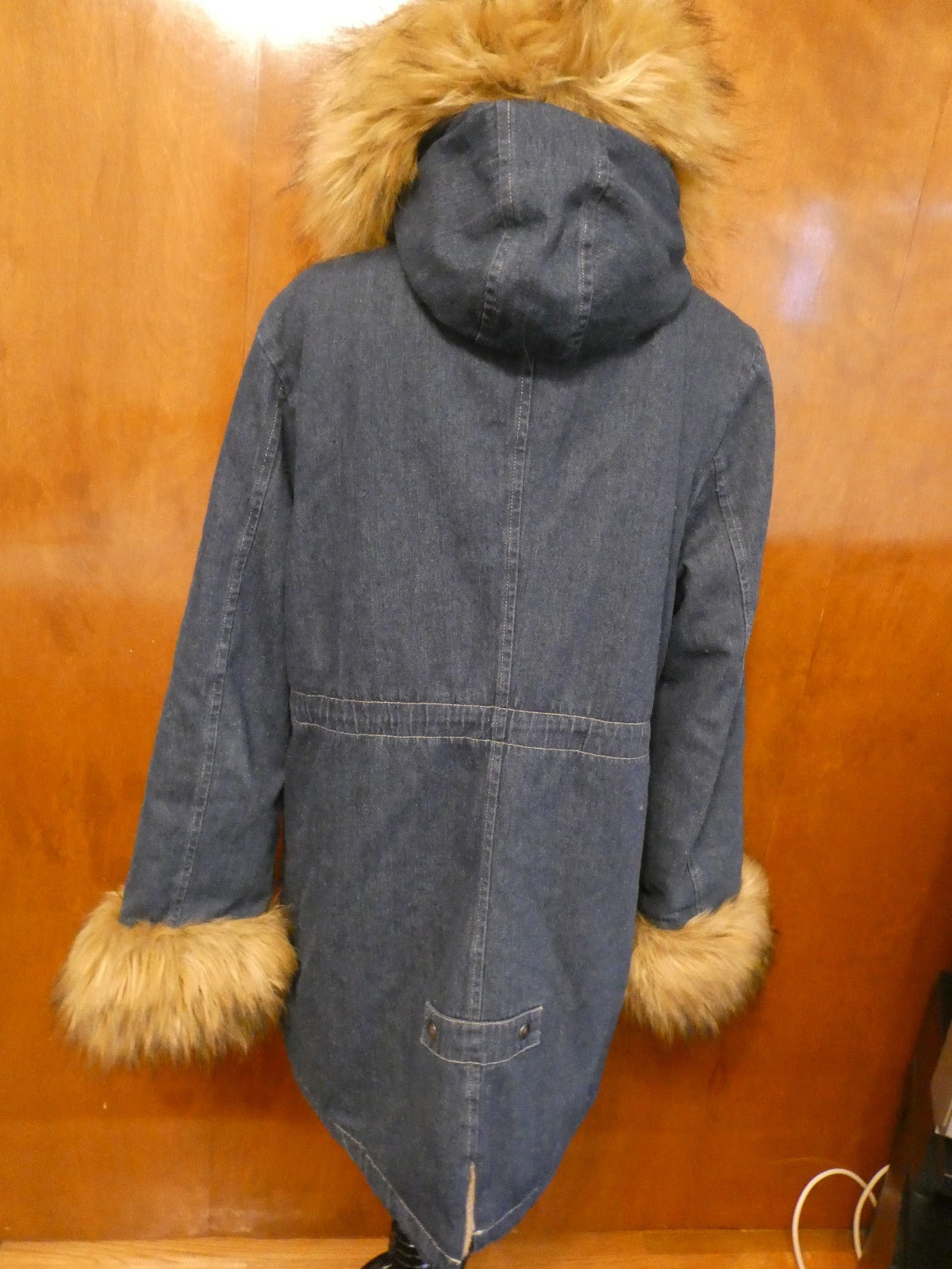 ASA Fashion Group Blue Jean Parka Faux Fur Hood Down Winter Outdoor Overcoat XL
