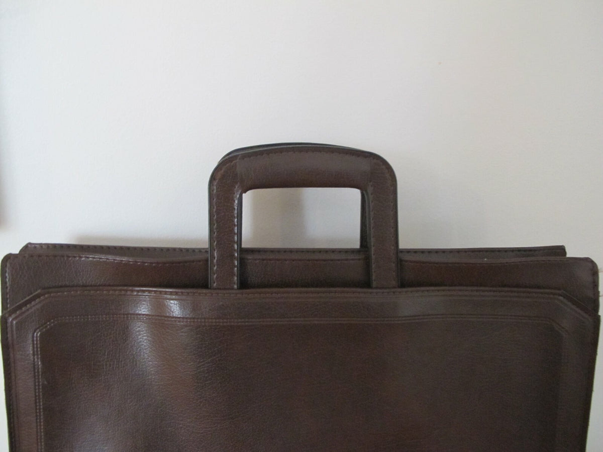 Vintage Custom Cases Chas W Wolf New York Women's Brown Faux Leather Briefcase