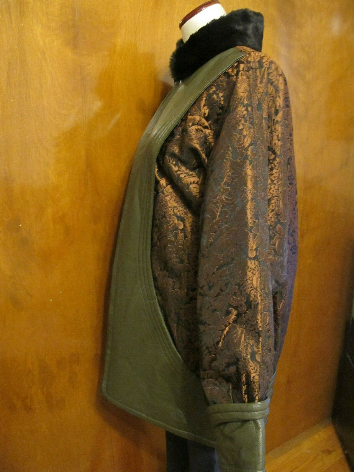 Custom Made women's winter coat jacket green and black reversible medium