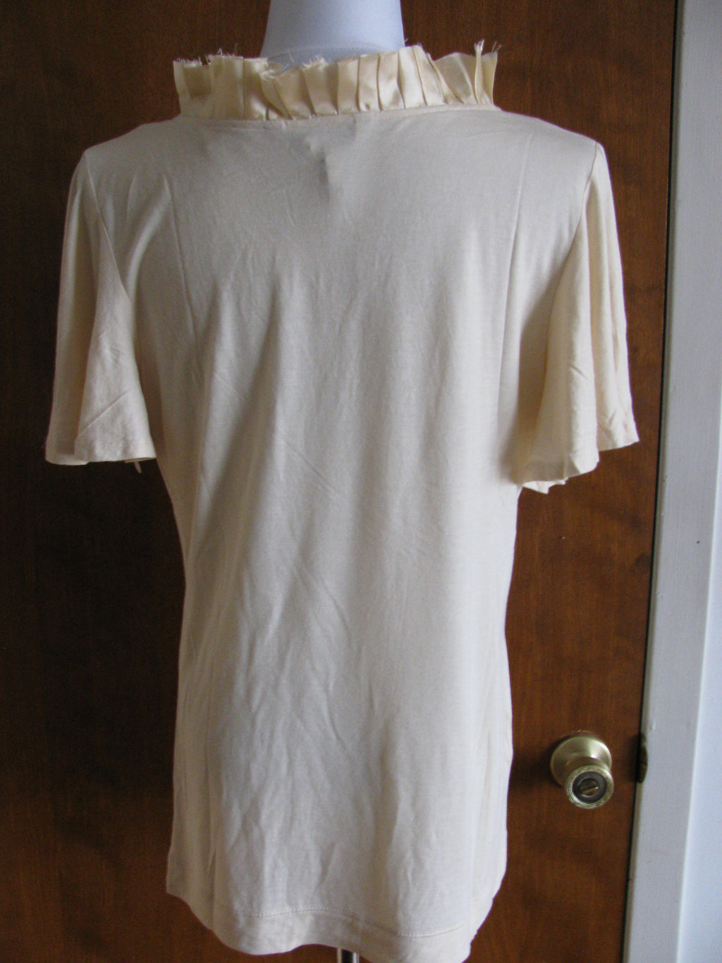 BCBG women's Ivory rayon ruffle decorated top New