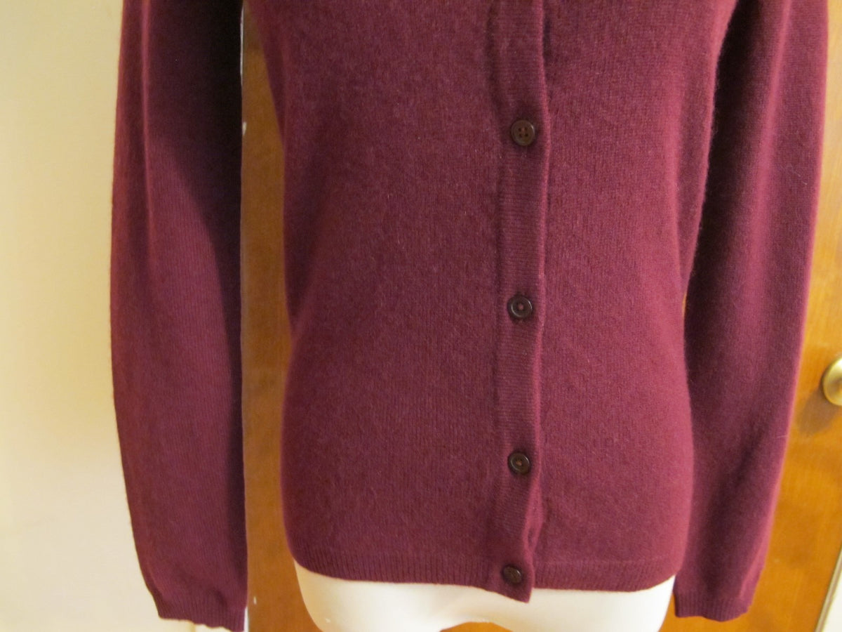 Bloomingdale's Women's Burgundy 2 Ply Cashmere Luxe Long Sleeves Cardigan XS 