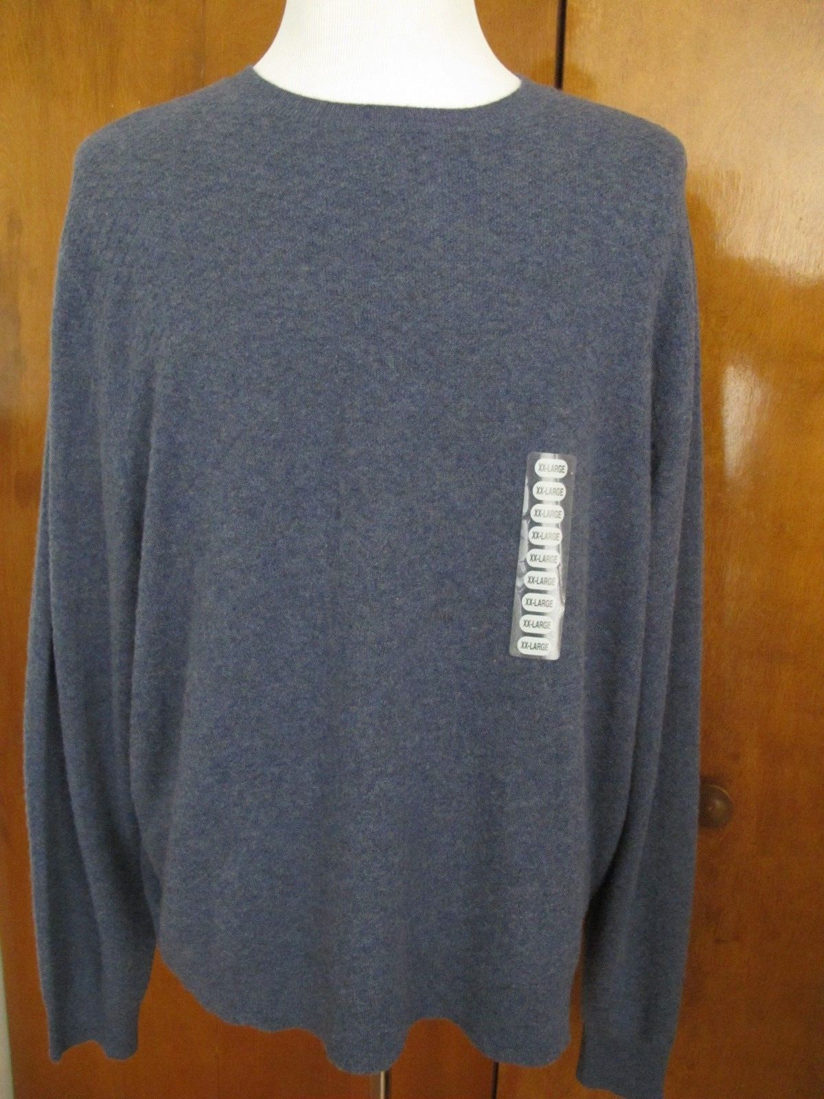 Bloomingdales men's dusty blue cashmere detailed crewneck sweater XXL NWT 