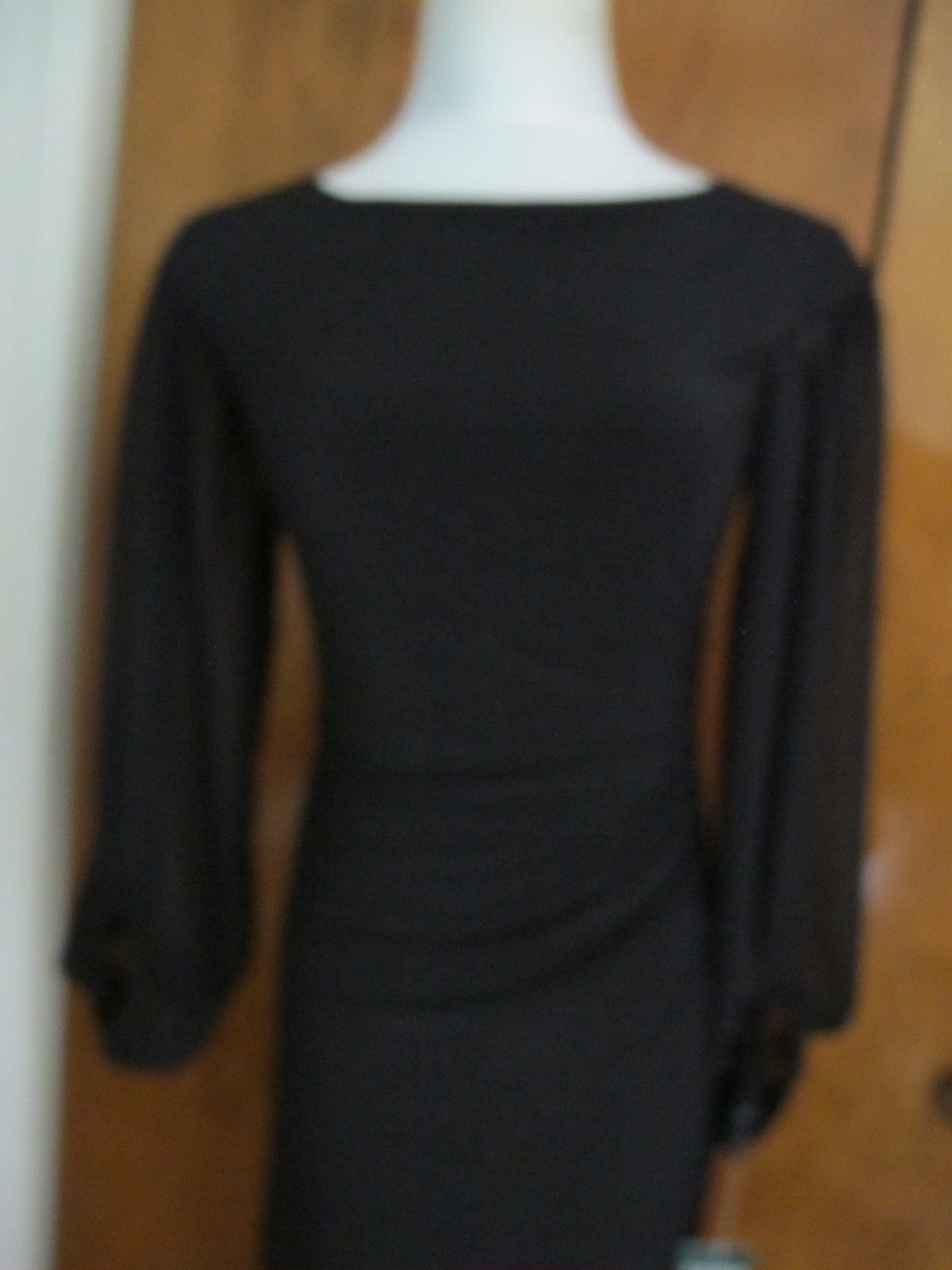 Ralph Lauren wome'n black evening maxi dress with mesh long sleeves size 2 