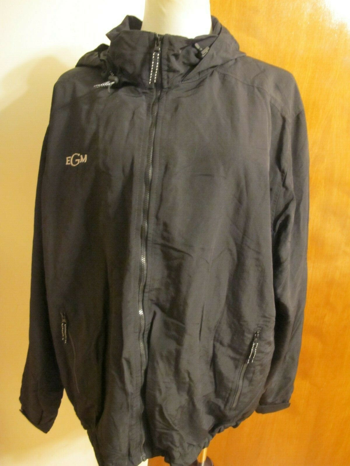 Lands' End Men's Nylon Coat Jacket Black Fleece Lining Size XL 46-48