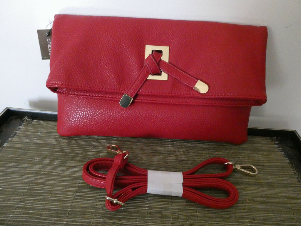 Sondra Roberts Squared Cara Foldover Clutch Red Bag From Chico’s 12” X 12”