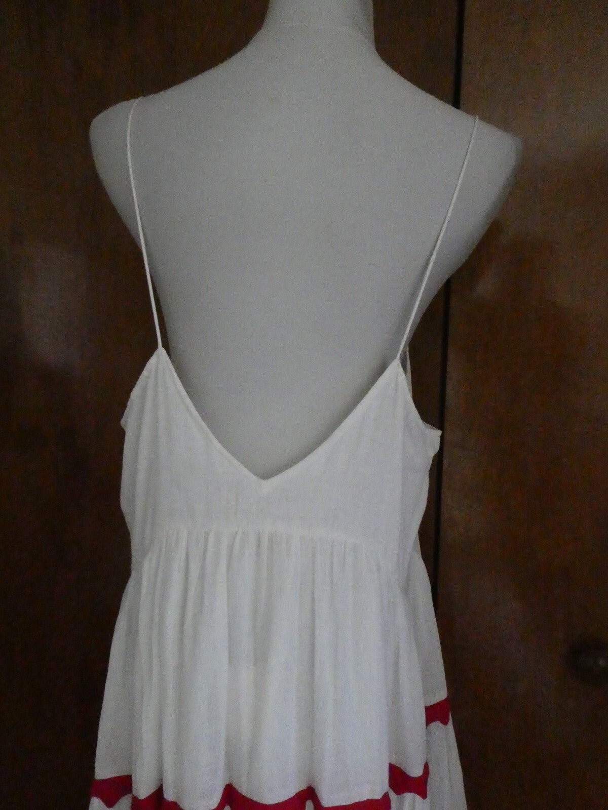 Anthropologie  Carolina K White/Red Lined Maxi Marieta Dress XSP (fits Large)
