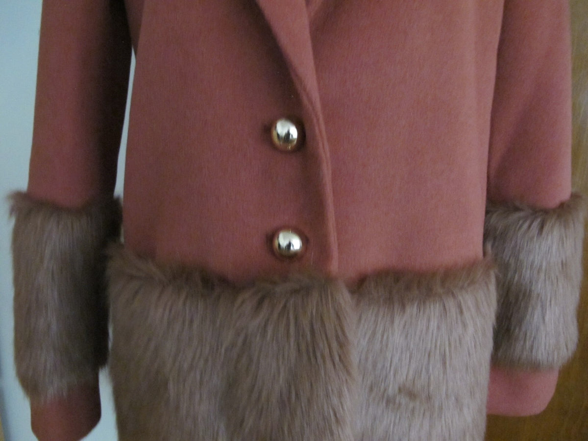 Anthropologie Keepsake Womens Orange Faux Fur Trimmed Tailored Boho Coat M New